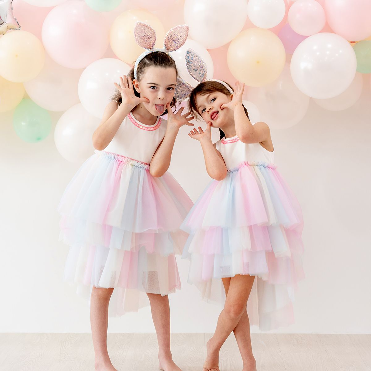 Flower Girl Series - Cascading Dress in Rainbow by Le Petit Society