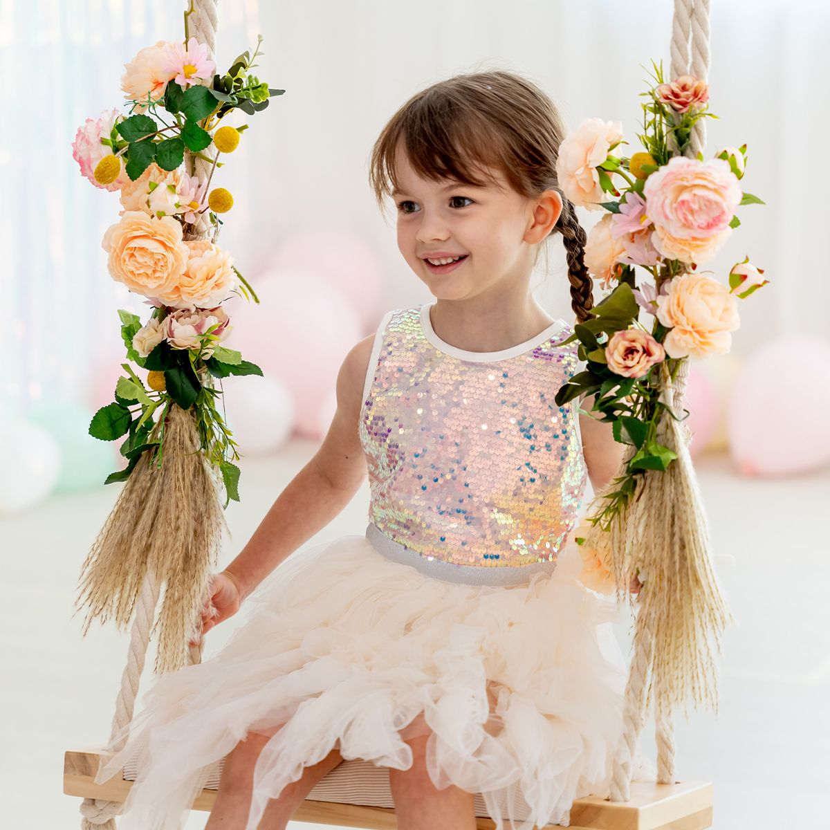 Flower Girl Series - Sequin Tutu Dress in Ivory by Le Petit Society - Image 2