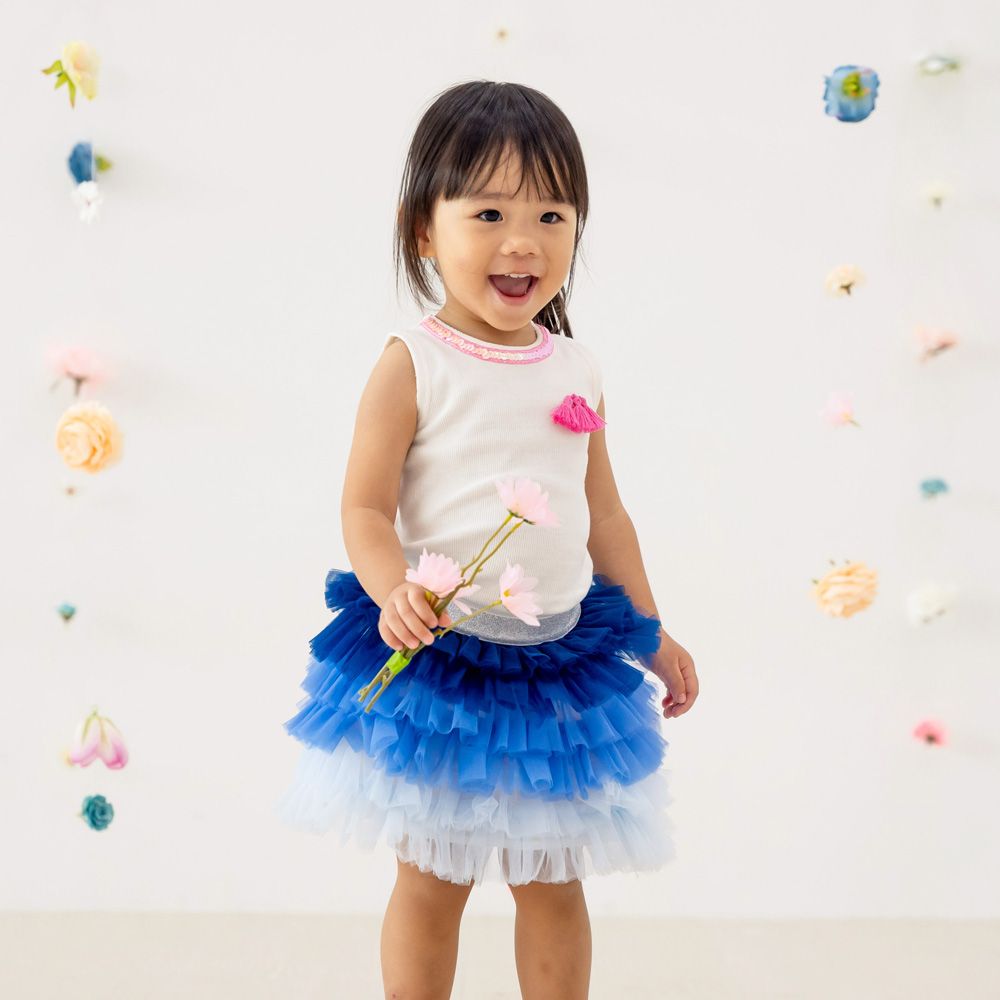 Party Series - Girls Ribbed Tank in White by Le Petit Society - Image 4