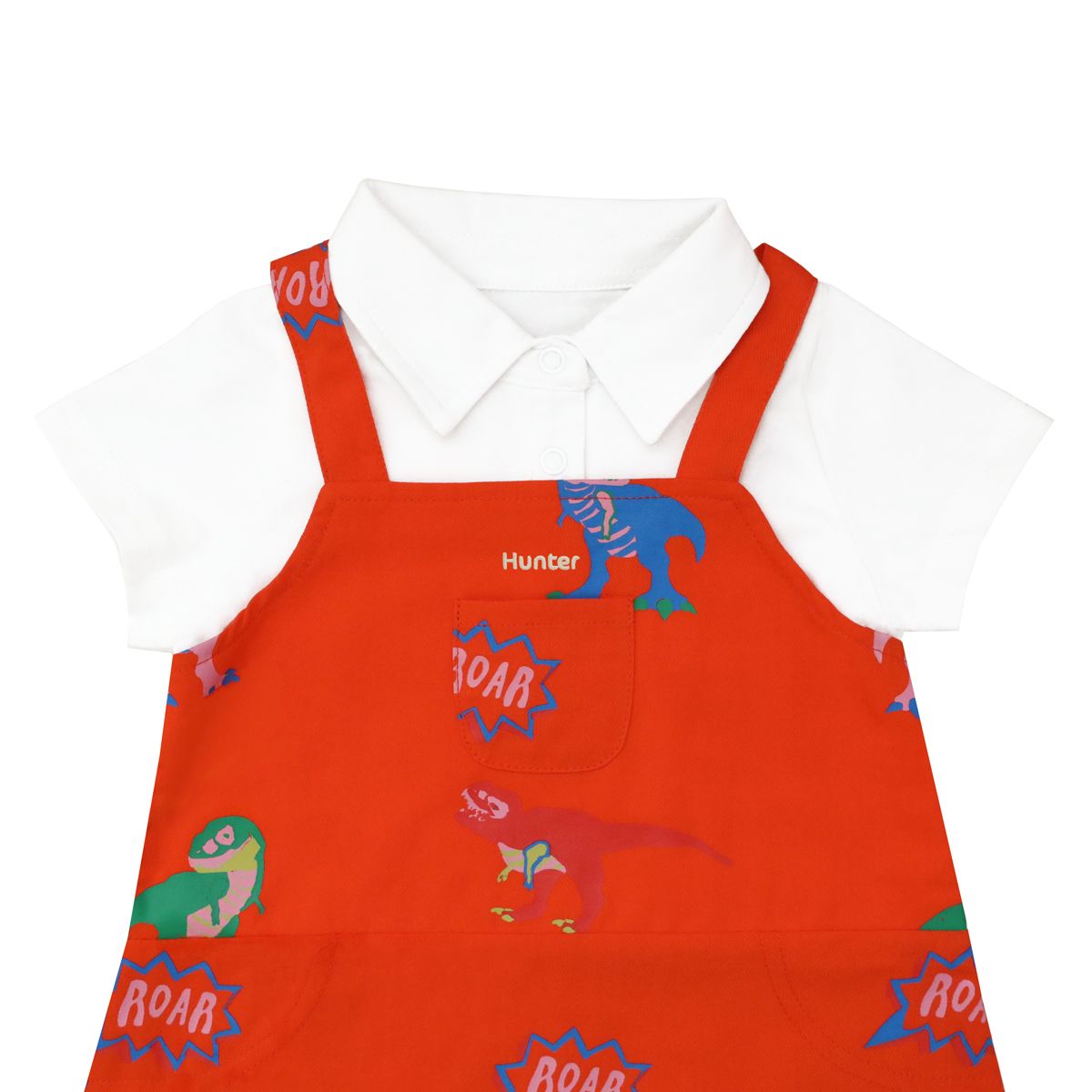 Baby Boy Shirt Overalls in T-Rex Print by Le Petit Society - Image 2