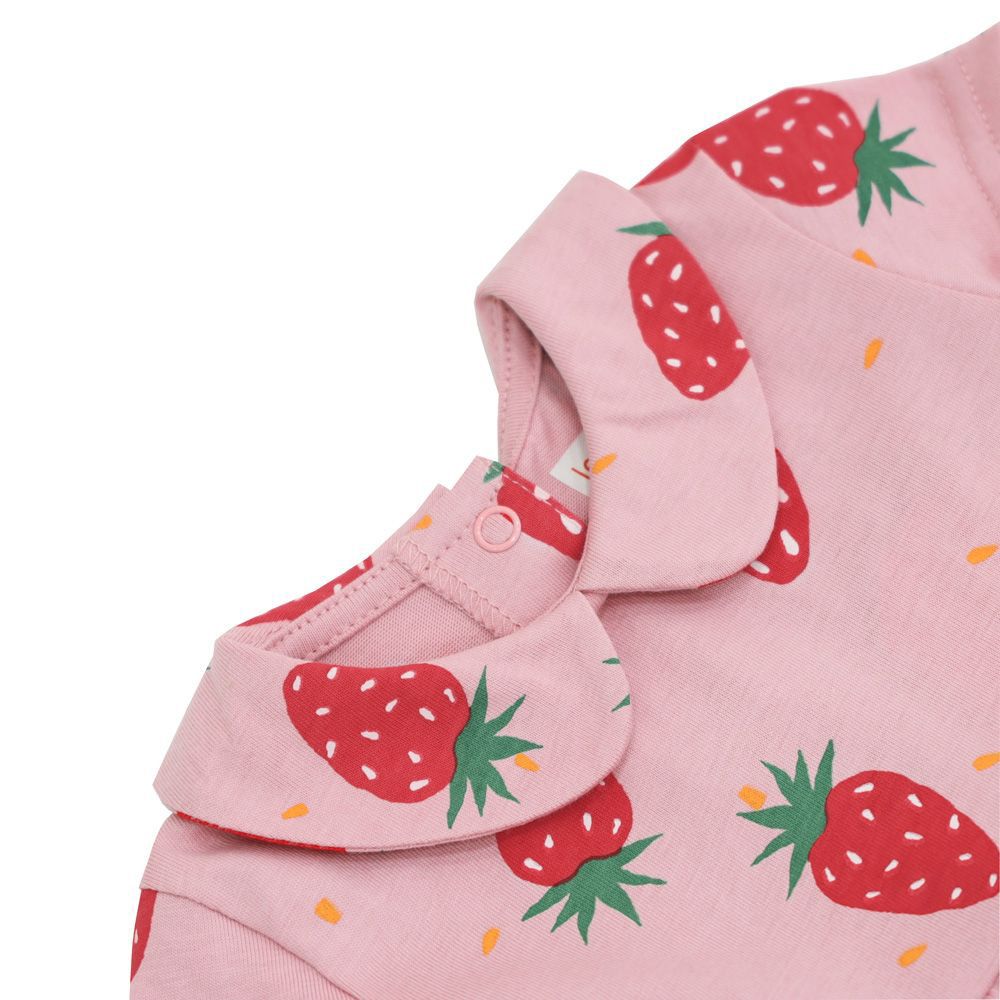Made For Play - Baby Girl Jersey Dress in Strawberry Print by Le Petit Society - Image 2