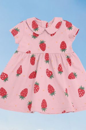Made For Play - Baby Girl Jersey Dress in Strawberry Print by Le Petit Society
