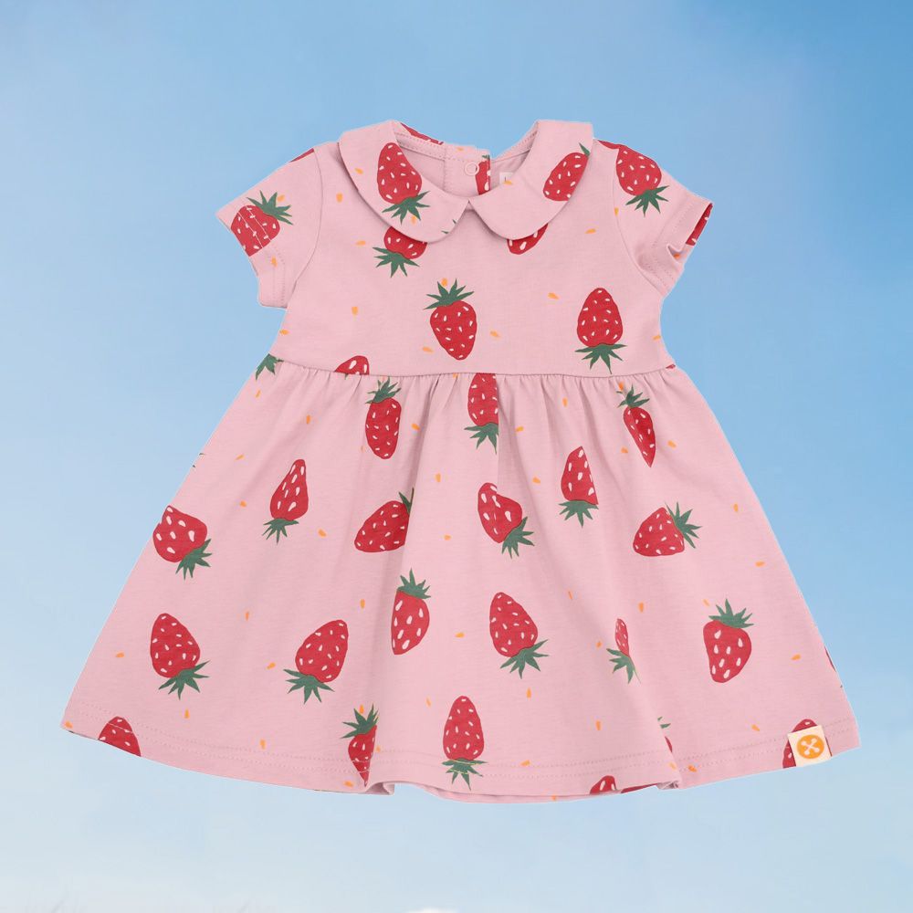 Made For Play - Baby Girl Jersey Dress in Strawberry Print by Le Petit Society