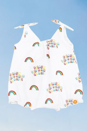 Made For Play - Baby Girl Rainbow Bubble Romper by Le Petit Society