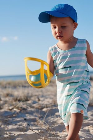 Made For Play - Baby Sleeveless Romper in Crocodile Print by Le Petit Society