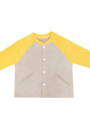 Made for Play - Biker Cardigan with Colourblock in Beige by Le Petit Society