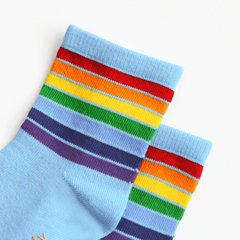 Rainbow Series - Kids Crew Socks in Blue by Le Petit Society - Image 2