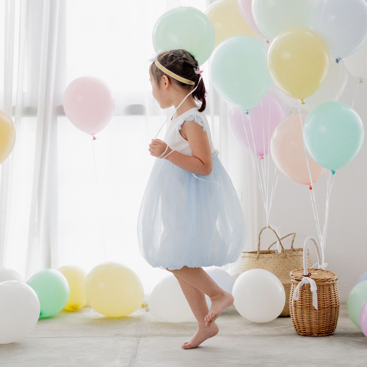 Flower Girl Series - Bubble Dress in Blue by Le Petit Society - Image 5