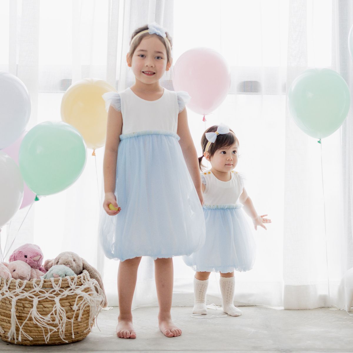 Flower Girl Series - Bubble Dress in Blue by Le Petit Society - Image 4