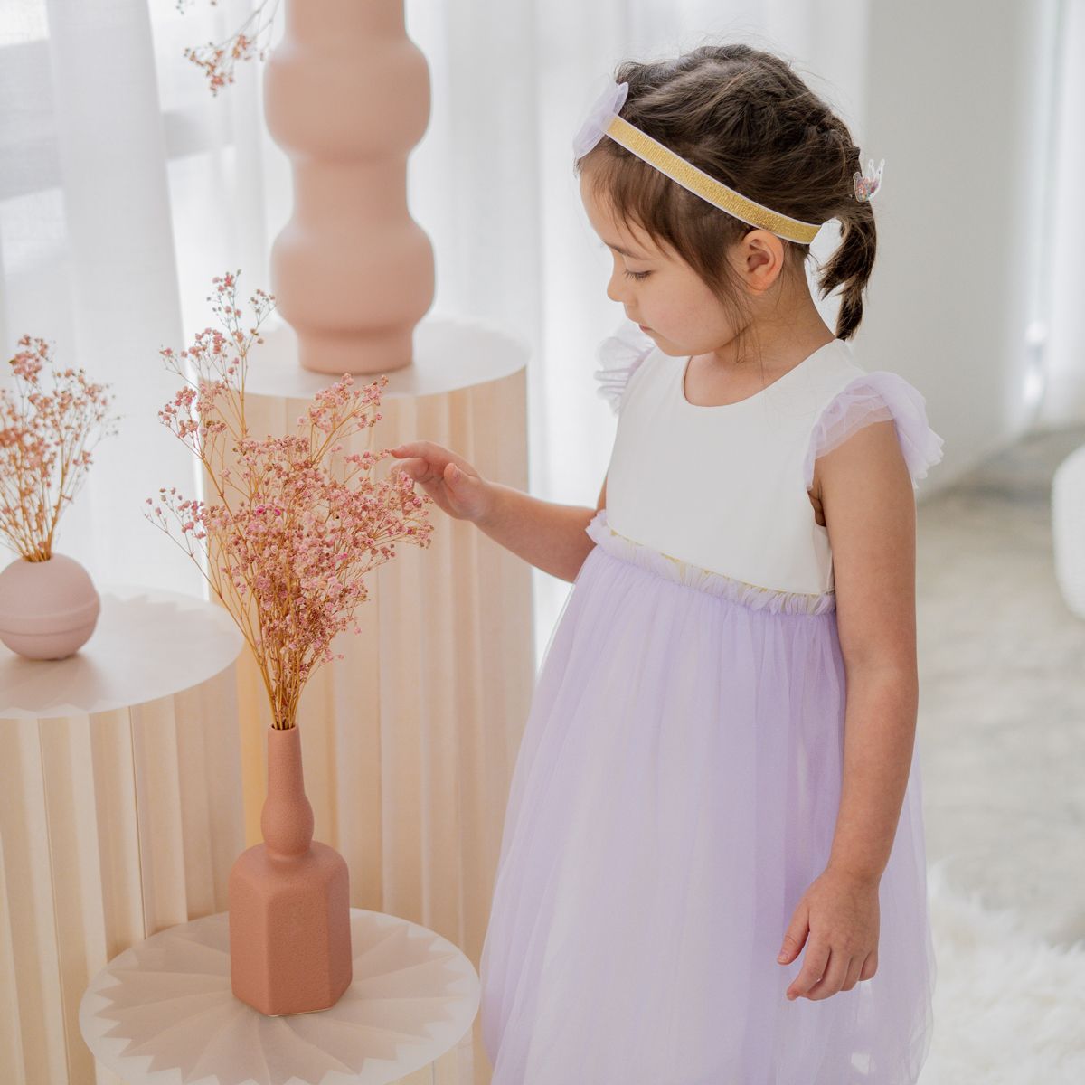 Flower Girl Series - Bubble Dress in Lilac by Le Petit Society - Image 2