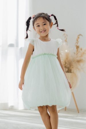Flower Girl Series - Bubble Dress in Mint by Le Petit Society