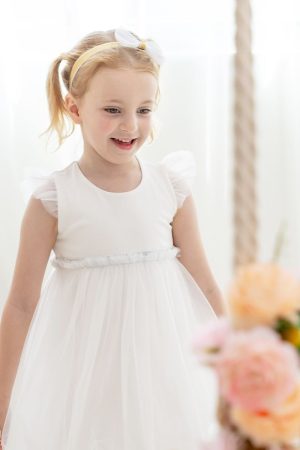 Flower Girl Series - Bubble Dress in White by Le Petit Society