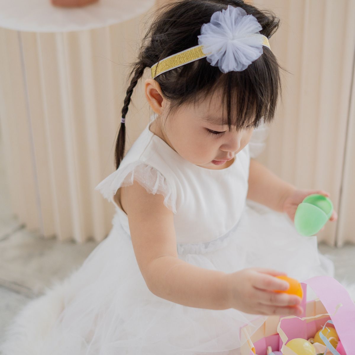 Flower Girl Series - Bubble Dress in White by Le Petit Society - Image 2