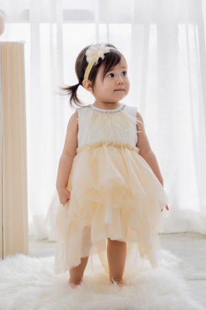 Flower Girl Series - Cascading Dress in Champagne by Le Petit Society