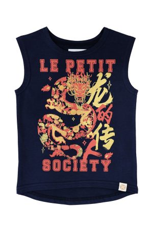 Dragon Streetwear - Kids Tank in Navy Dragon by Le Petit Society