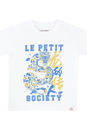Dragon Streetwear - Kids Tee in White Dragon by Le Petit Society