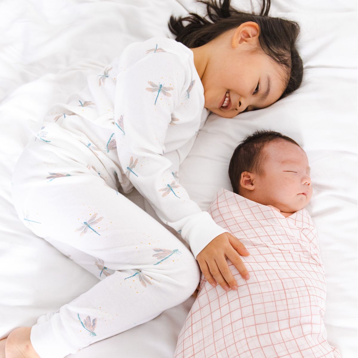 Kids Long Sleeve Organic Pyjamas Set in Dragonfly Print by Le Petit Society - Image 4