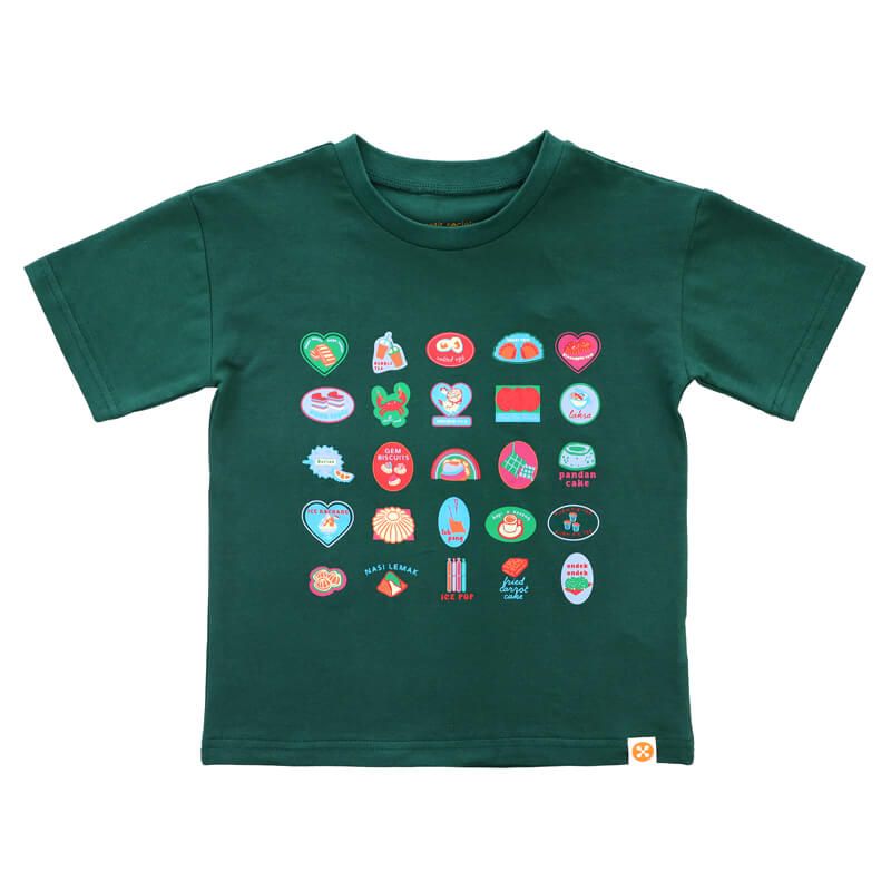 A Singapore Series - Foodie Kids Tee in Green by Le Petit Society