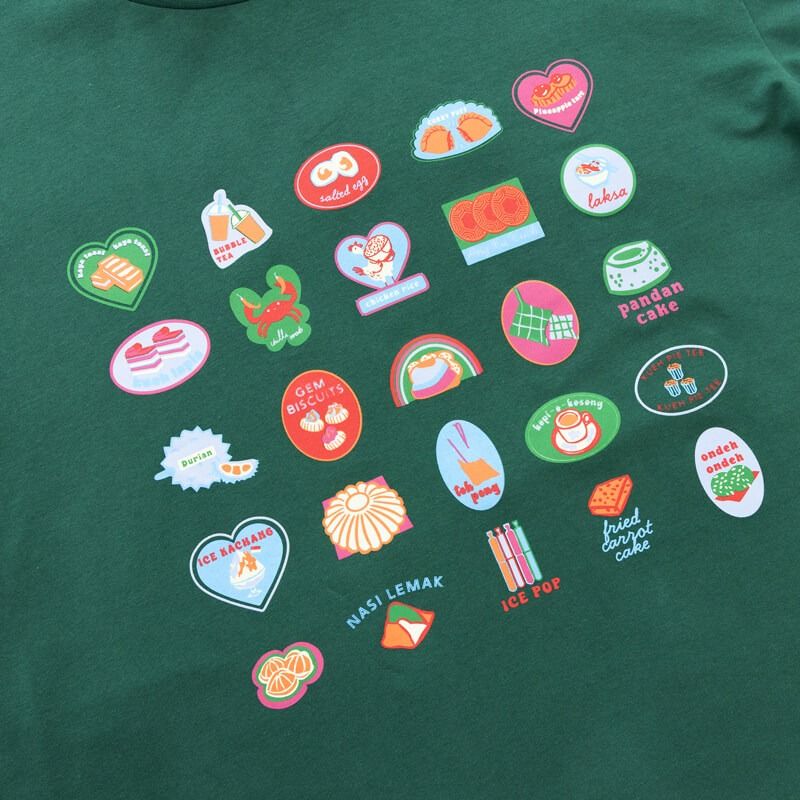 A Singapore Series - Foodie Kids Tee in Green by Le Petit Society - Image 2