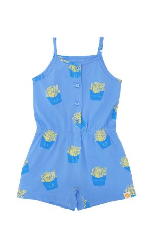 Made For Play - Girls Jersey Romper in French Fries Print by Le Petit Society