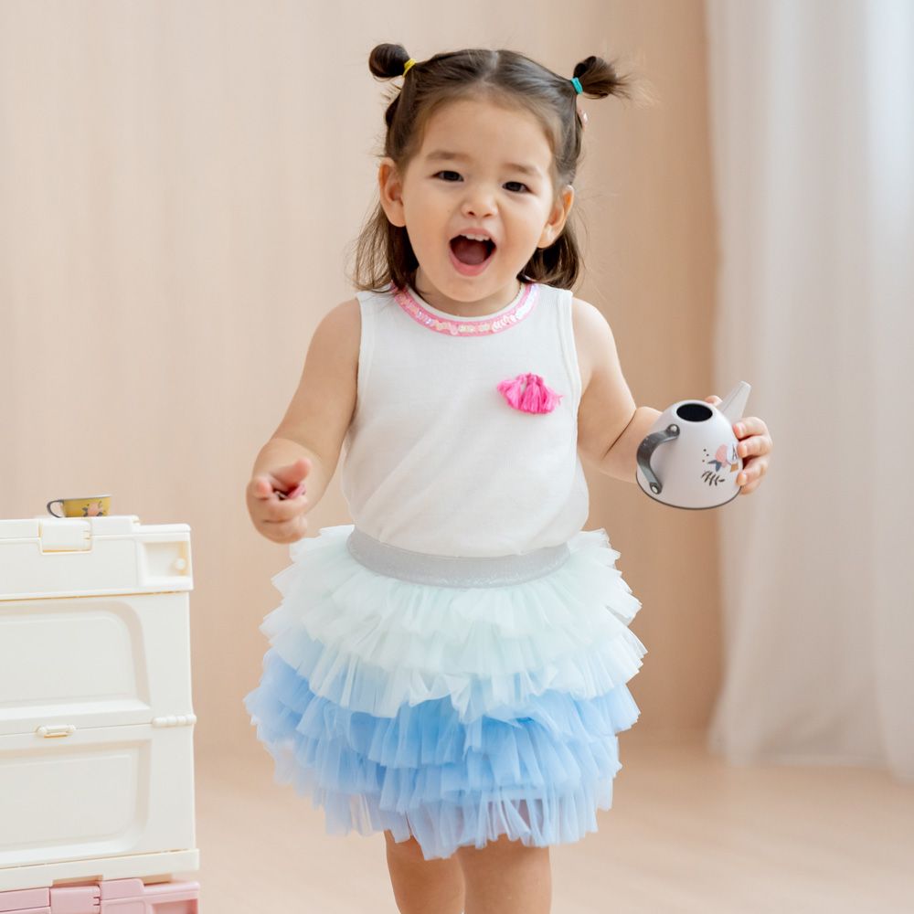 Party Series - Girls Ribbed Tank in White by Le Petit Society