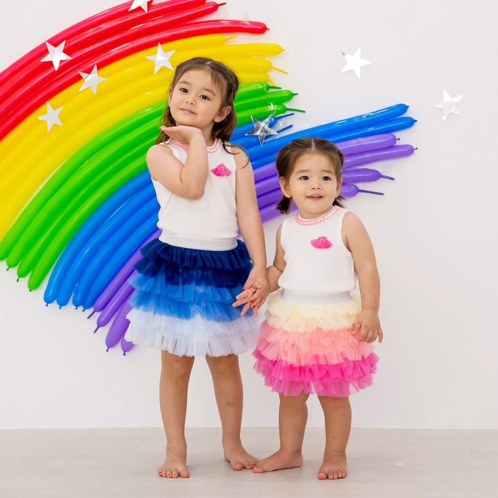 Party Series - Girls Ribbed Tank in White by Le Petit Society - Image 3