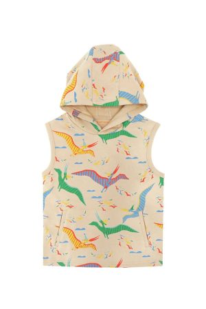 Made for Play - Hoodie Tank in Party Pterodactyl Print in Beige by Le Petit Society