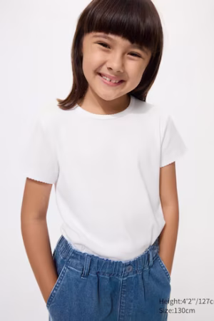 Girls Ribbed T-Shirt by Uniqlo