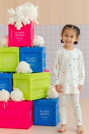 Kids Bamboo Pyjamas in Snow Tiger Print by Le Petit Society