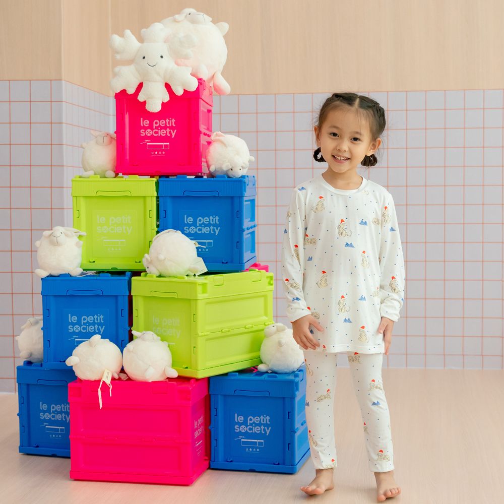 Kids Bamboo Pyjamas in Snow Tiger Print by Le Petit Society