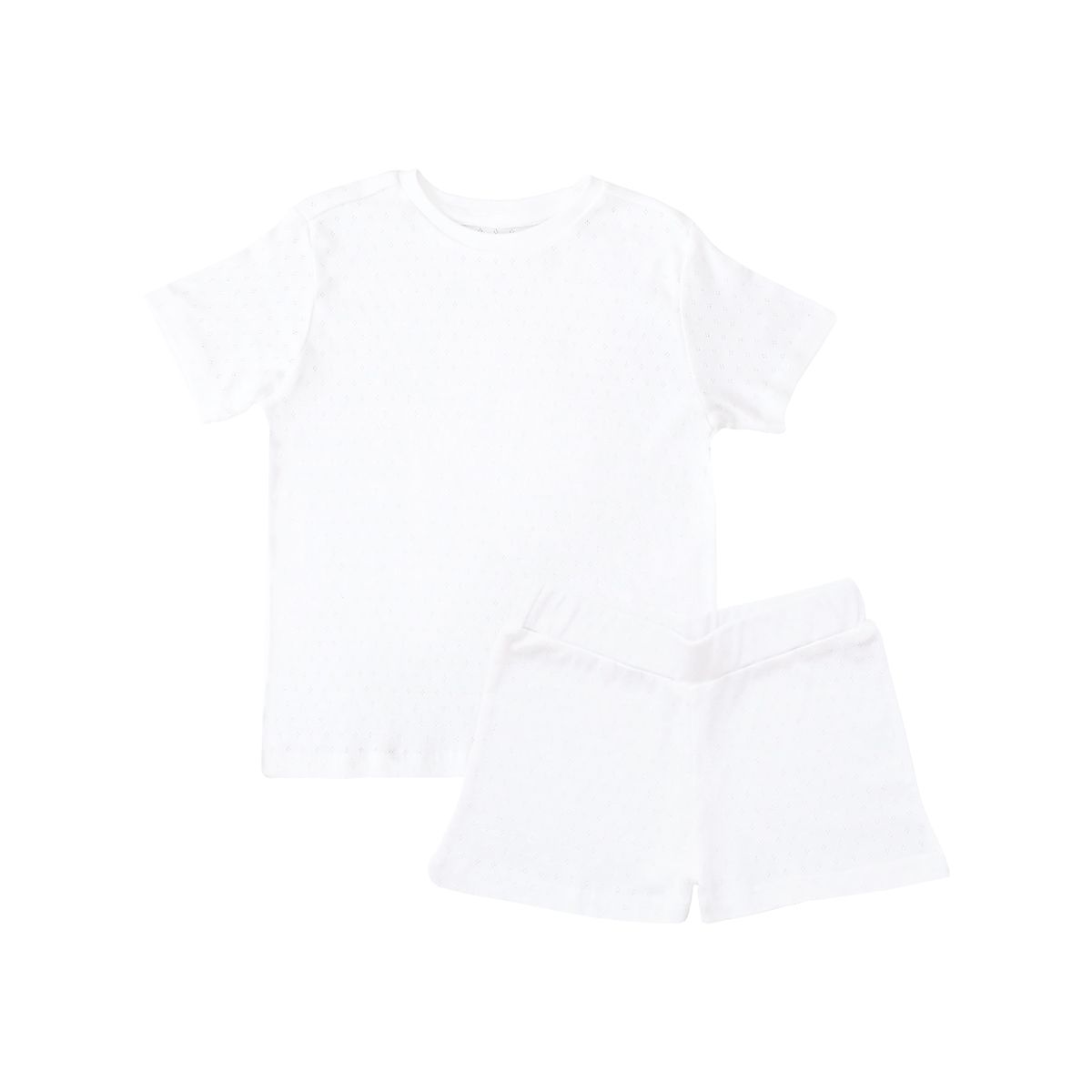 Organic Kids Short Sleeves PJ Set in White by Le Petit Society - Image 2