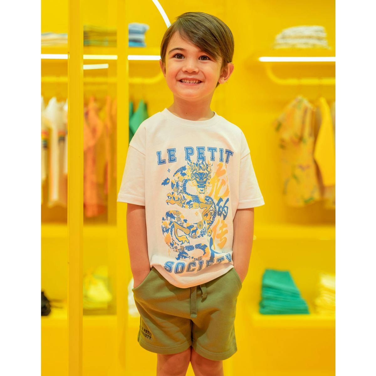 Dragon Streetwear - Kids Shorts in Green by Le Petit Society - Image 3