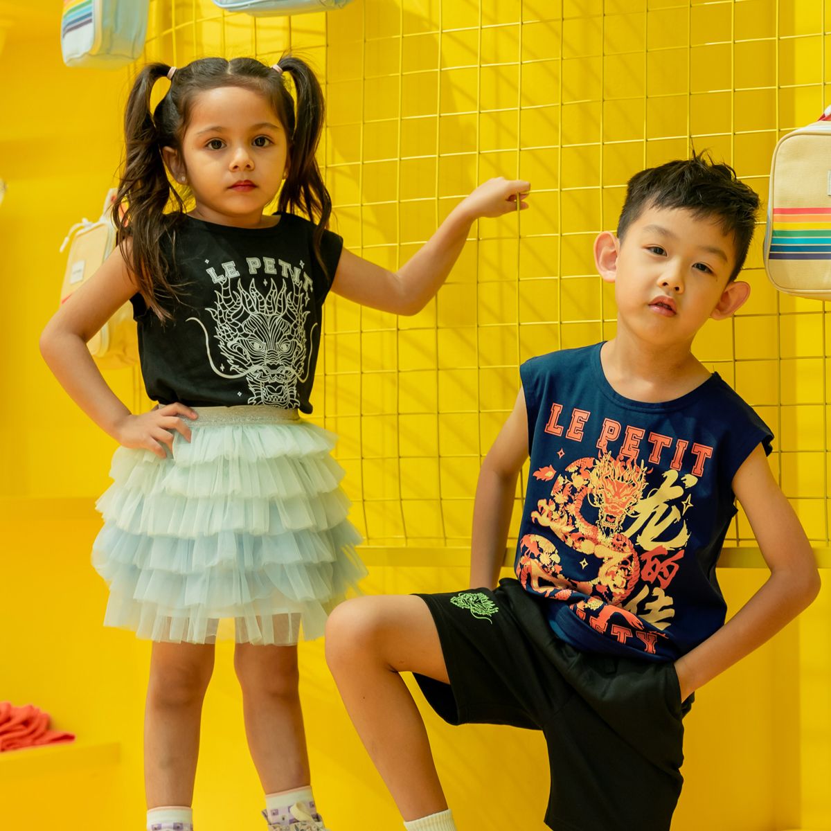 Dragon Streetwear - Kids Tank in Navy Dragon by Le Petit Society - Image 3