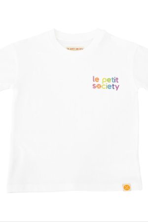 Made For Play - Kids Tee in White with Logo Print by Le Petit Society