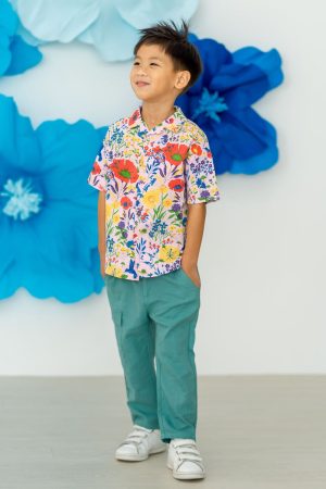 Kids Utility Pants in Green by Le Petit Society