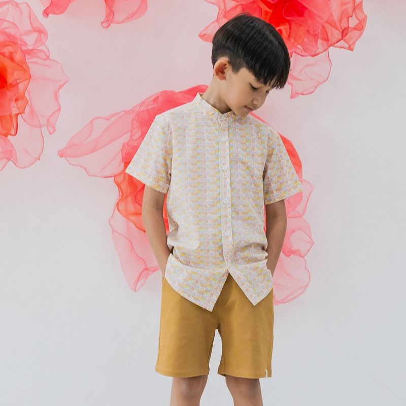 Bermuda Shorts with Adjustable Waistband - Khaki by Le Petit Society - Image 2