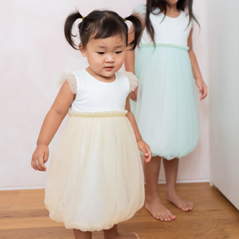 Flower Girl Series - Bubble Dress in Champagne by Le Petit Society - Image 2