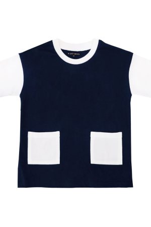 Made for Play - Boxy Tee with Contrast Pockets in Navy by Le Petit Society