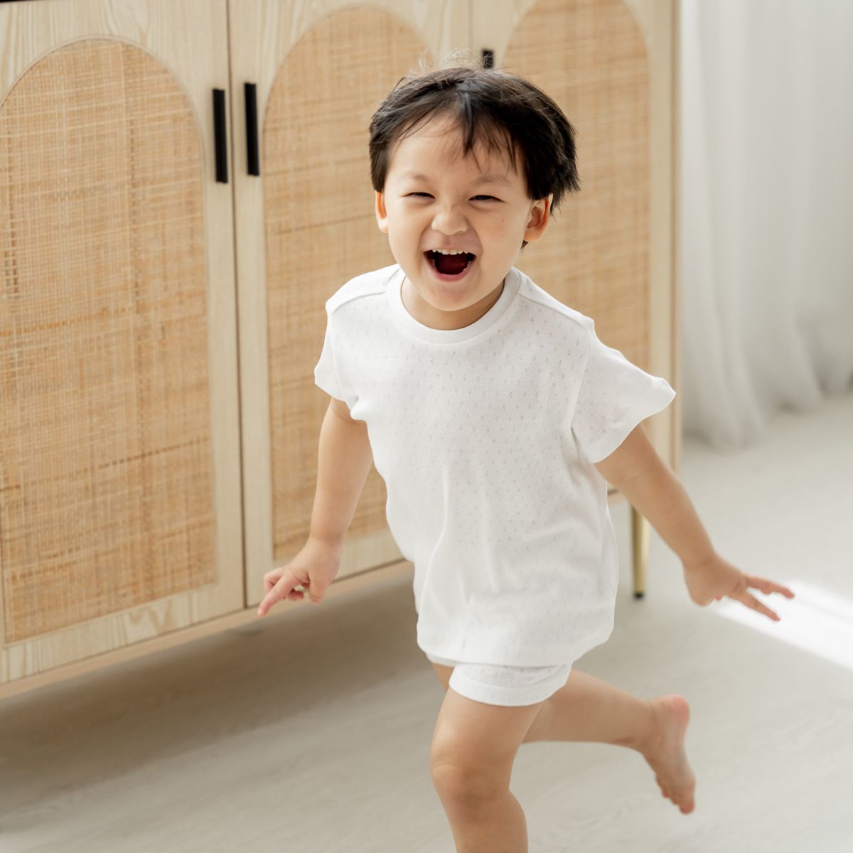 Organic Kids Short Sleeves PJ Set in White by Le Petit Society - Image 5