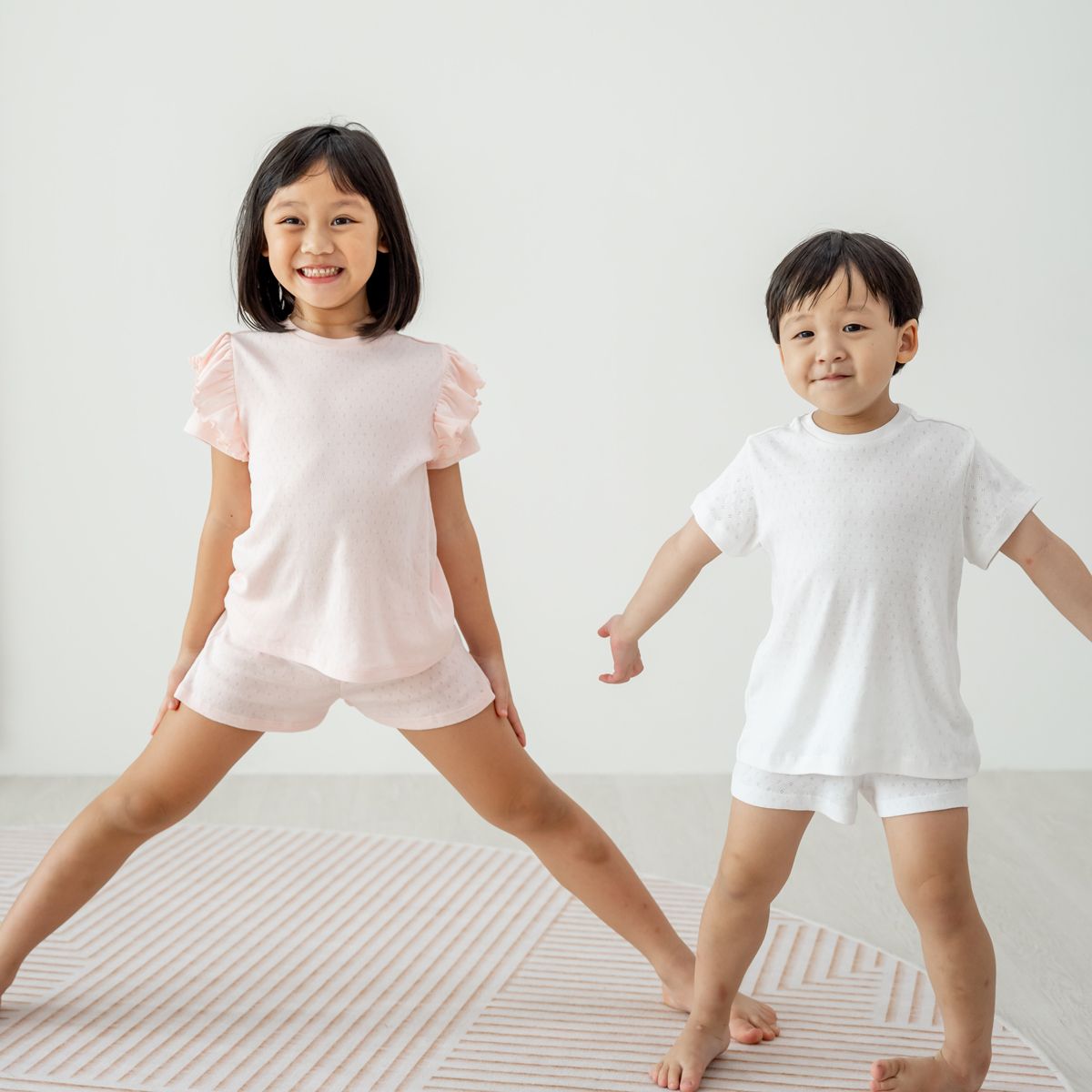 Organic Kids Short Sleeves PJ Set in White by Le Petit Society - Image 3