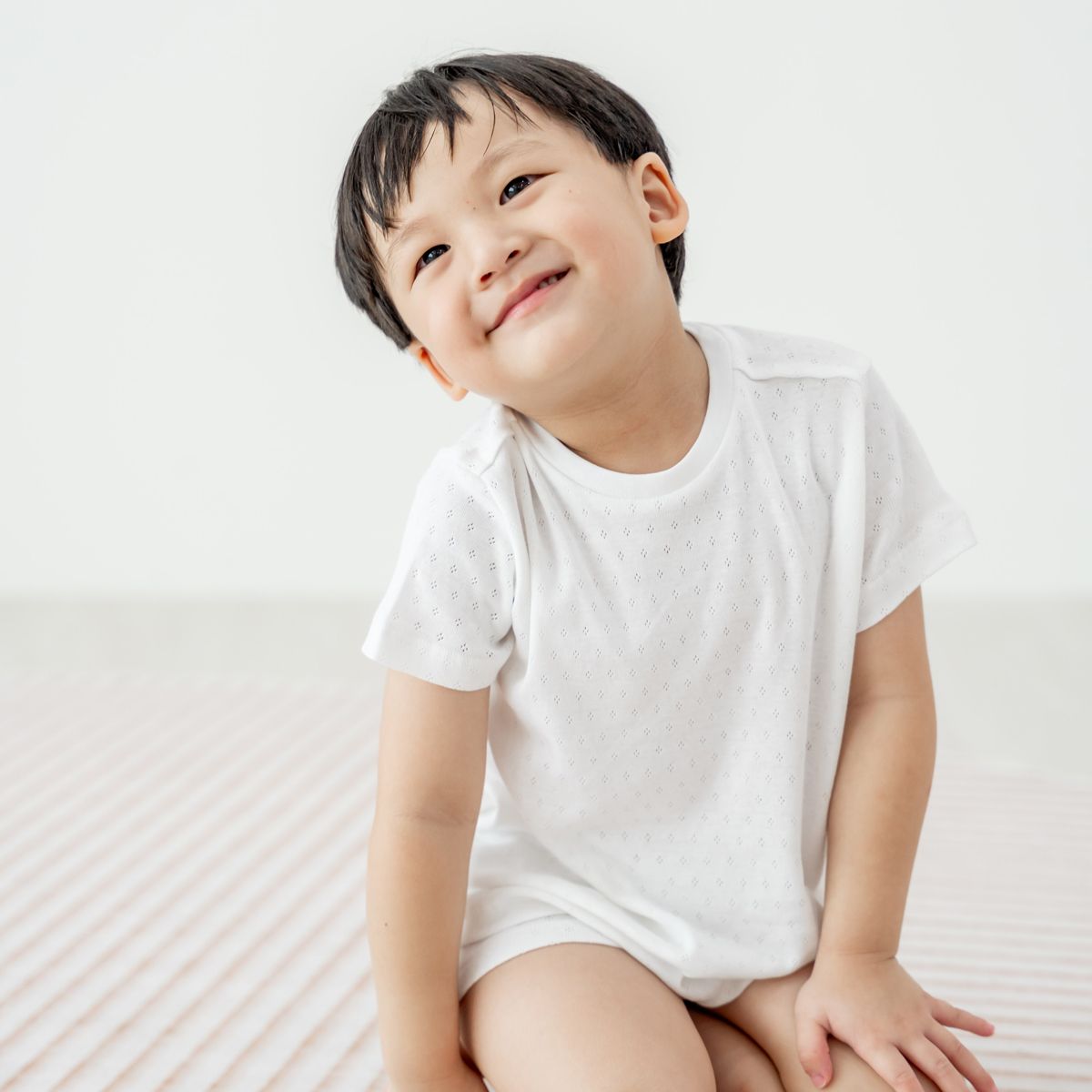 Organic Kids Short Sleeves PJ Set in White by Le Petit Society - Image 4