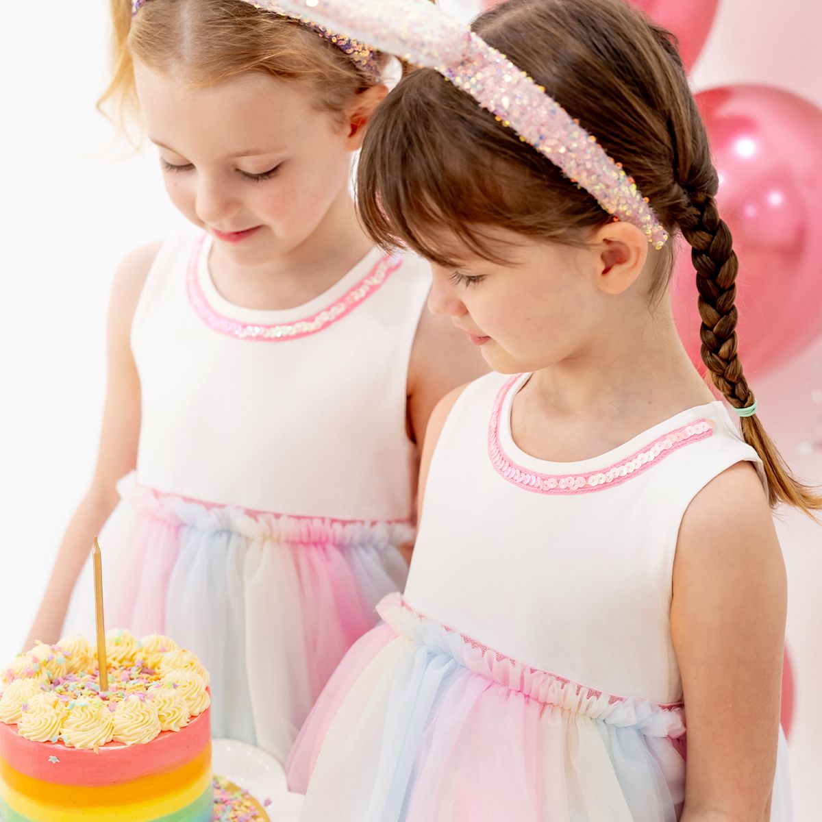 Flower Girl Series - Cascading Dress in Rainbow by Le Petit Society - Image 2