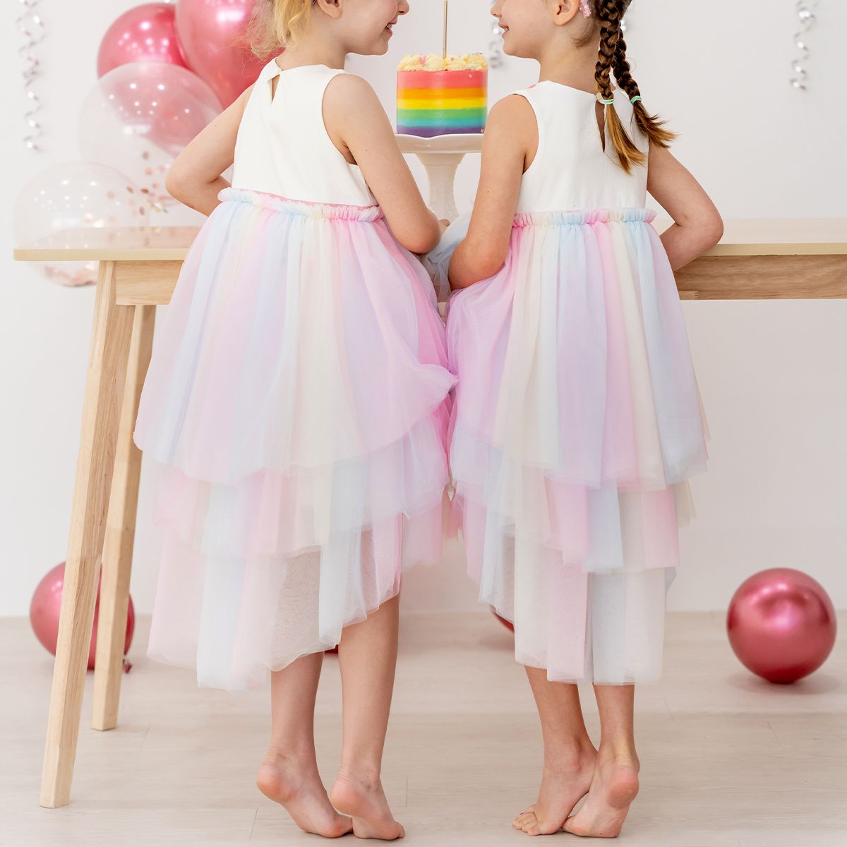 Flower Girl Series - Cascading Dress in Rainbow by Le Petit Society - Image 3