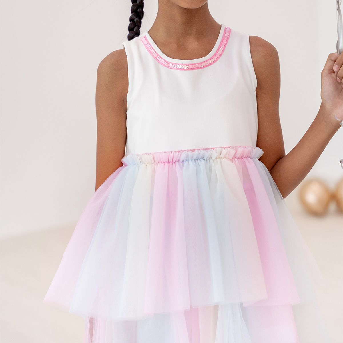 Flower Girl Series - Cascading Dress in Rainbow by Le Petit Society - Image 4