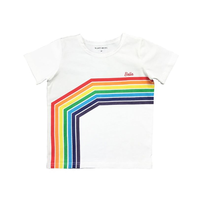 Rainbow Series - Kids Tee in White (Left Arc) by Le Petit Society
