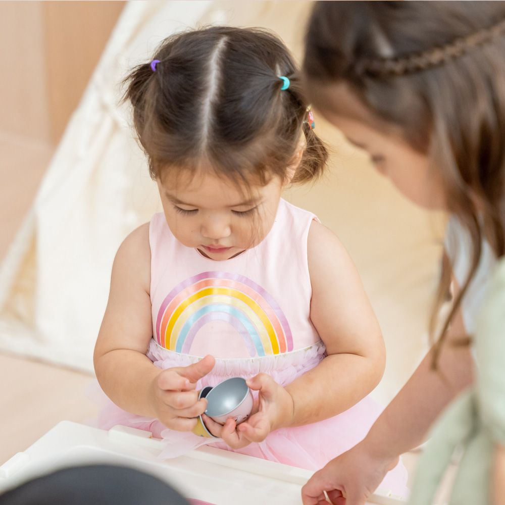 Party Series - Rainbow Tiered Dress in Pink by Le Petit Society - Image 3