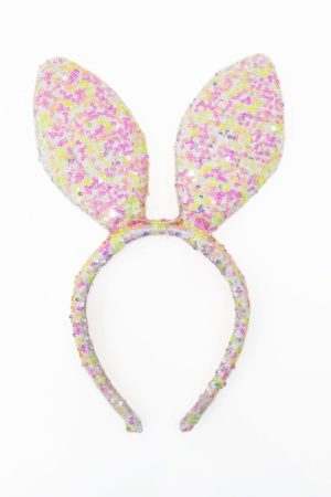 *New* Sequin Bunny Headband in Pink/Yellow by Le Petit Society