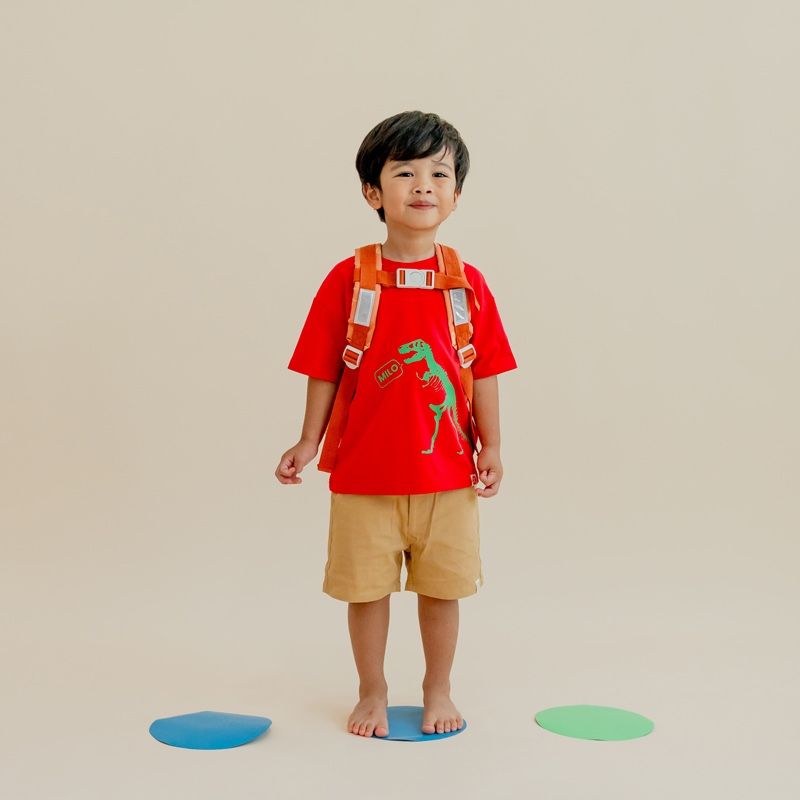 A Singapore Series - Milo Dinosaur Kids Tee in Red by Le Petit Society - Image 3