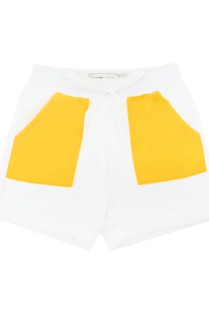 Made for Play - Kids Shorts with Contrast Pockets in White by Le Petit Society