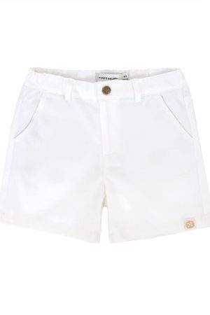 Bermuda Shorts with Adjustable Waistband - White by Le Petit Society